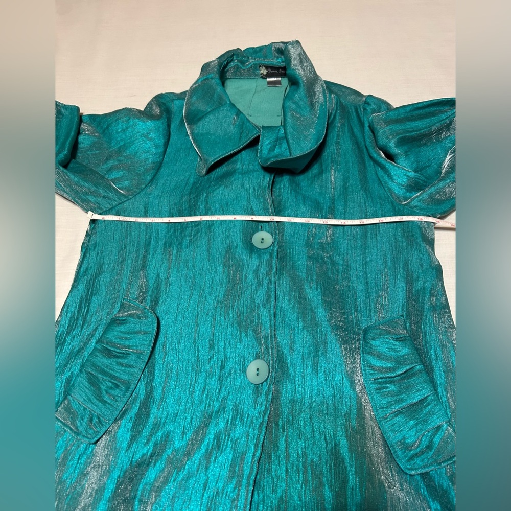 Damee, Inc Swing Jacket Chic Turquoise Mint Collared - Picture 10 of 13